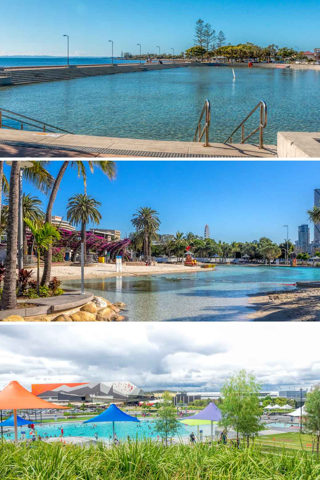 multi photo of Brisbane swimming pools at Wynnum, Southbank and Springfield