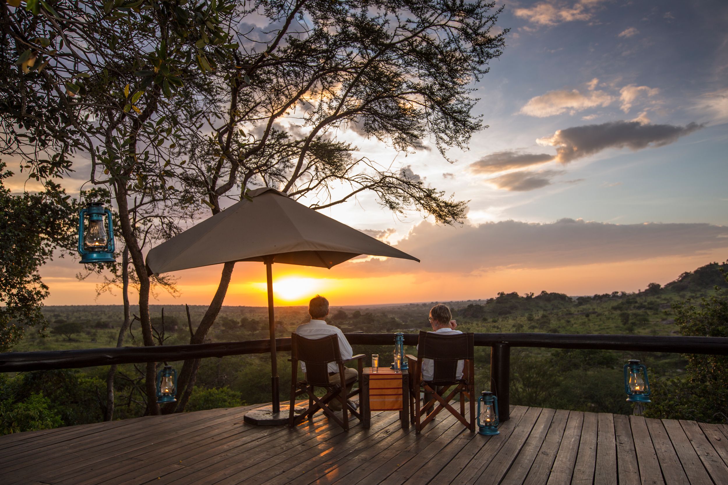 Increíbles vistas desde la terraza del campo de migración de Elewana Serengeti