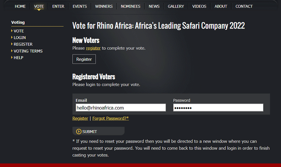 Cómo votar por los rinocerontes africanos en los World Travel Awards 2022
