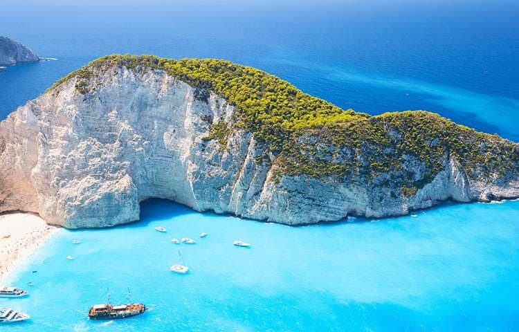 crucero por el Mediterráneo e islas griegas azul